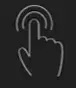 Hand icon pressing button; symbol against dark background.